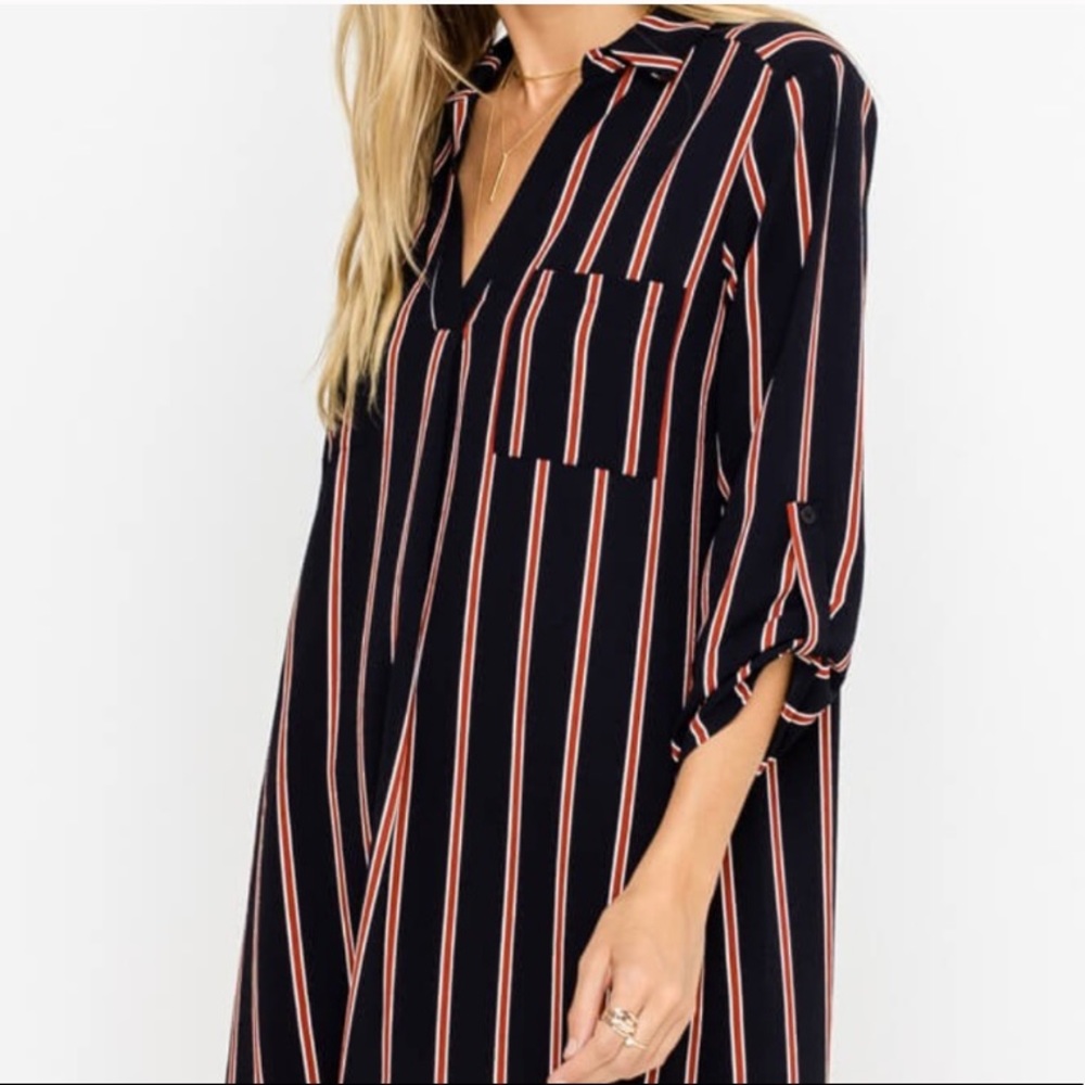 Lush Striped Shirt Dress Medium